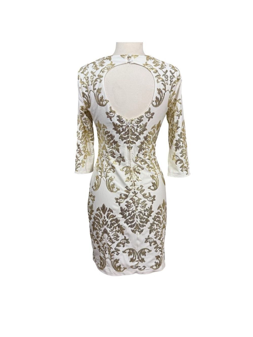 B Darlin White Sequin Dress Size 9/10 Long Sleeve Cocktail - Picture 5 of 9